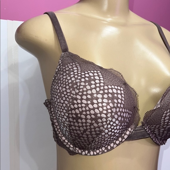 Victoria's Secret Brown Lace Overlay Bra 34D - Picture 2 of 11